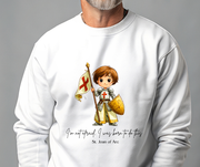 Soft Cute Saint Joan of Arc Adult Sweatshirt Catholic Gift  Faith Apparel in 13 Colors