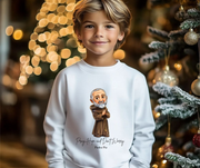 Cozy Cute Saint Padre Pio Kids Sweatshirt  Catholic Gift  Faith Apparel in 4 Colors