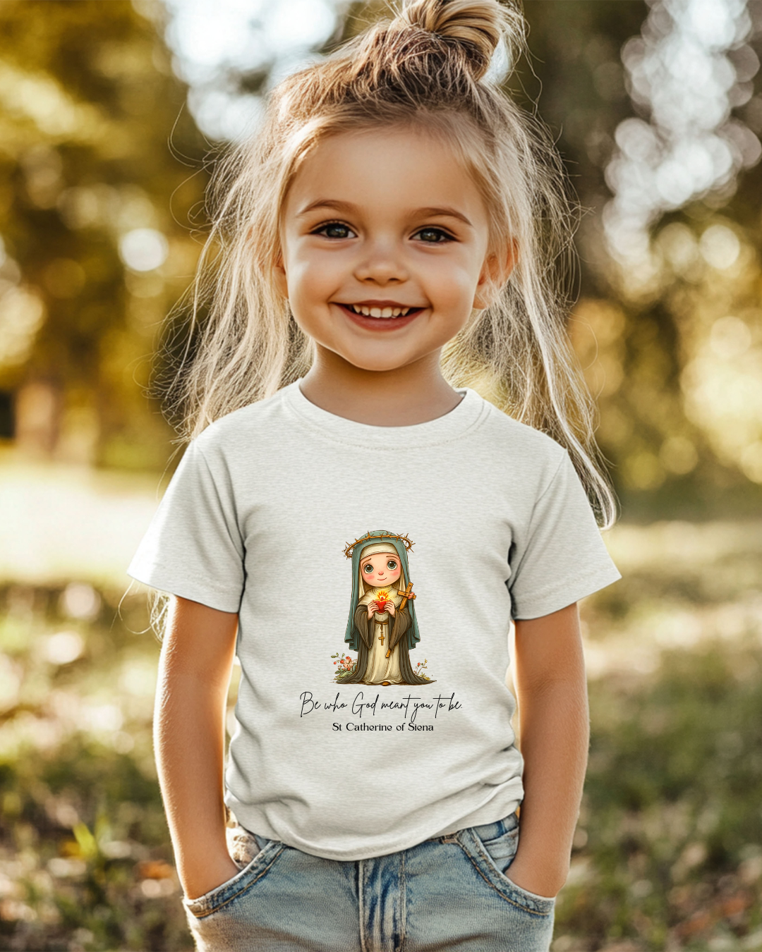 Saint Catherine of Siena Toddler Shirt, Catholic Tee for Kids, Faith-Based Gift