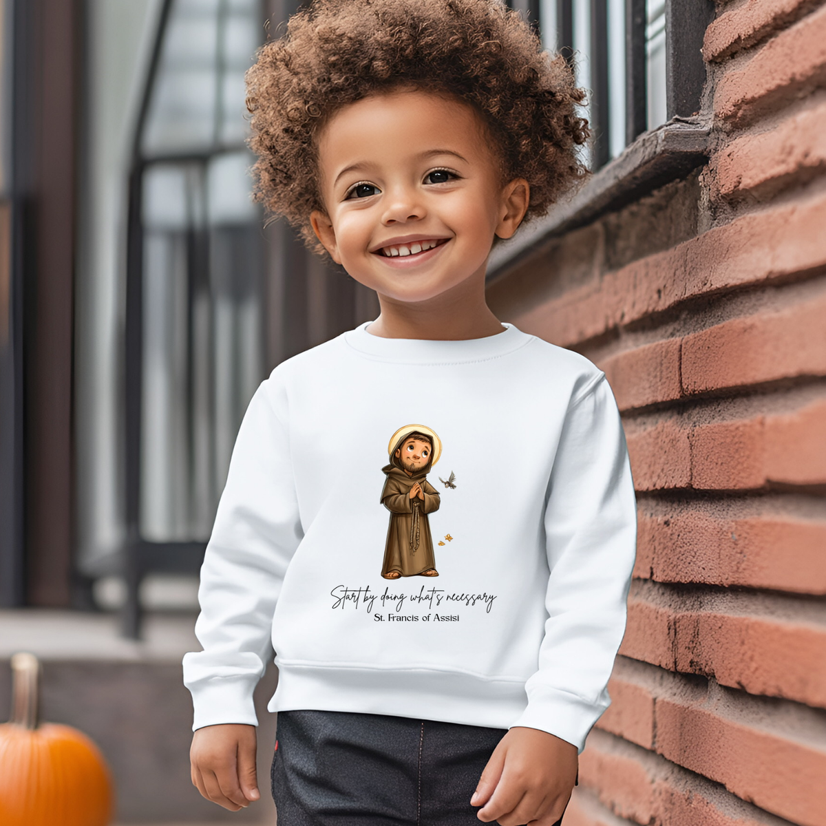 Saint Francis of Assisi Toddler Sweatshirt, Catholic Apparel for Kids