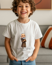 Padre Pio Toddler Shirt, Pray, Hope, and Don't Worry, Catholic Tee for Kids, Faith-Based Gift