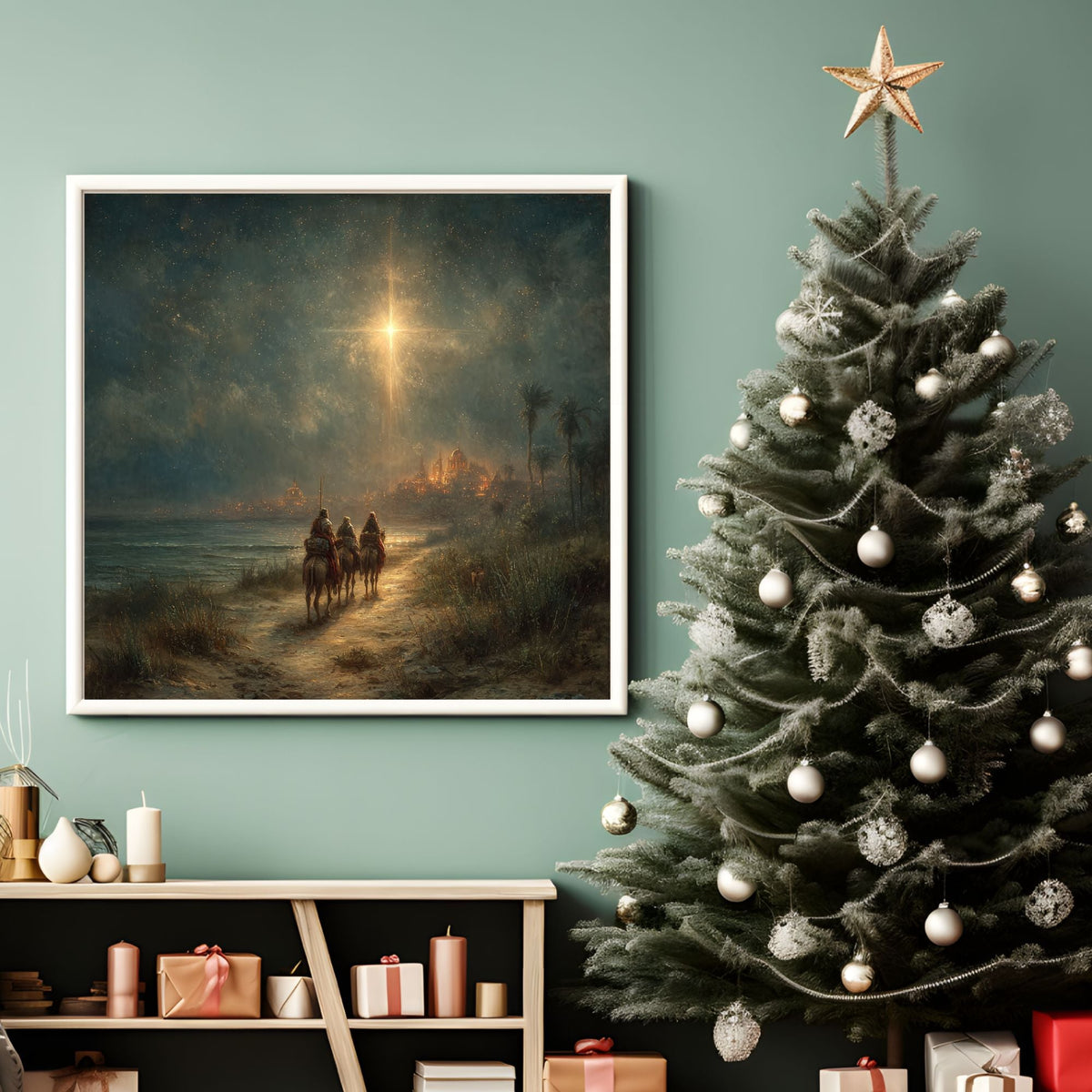 Three Magi Print, Christian Wall Art, Epiphany Decor, Wise Men Journey to Jesus (Frame Not Included)