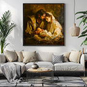 Holy Family Print, Catholic Wall Art, Jesus Mary Joseph, Nativity & Prayer Room Decor (Frame Not Included)