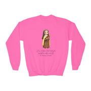 Warm Cute Saint Therese of Lisieux Kids Sweatshirt  Catholic Gift  Faith Apparel in 4 Colors
