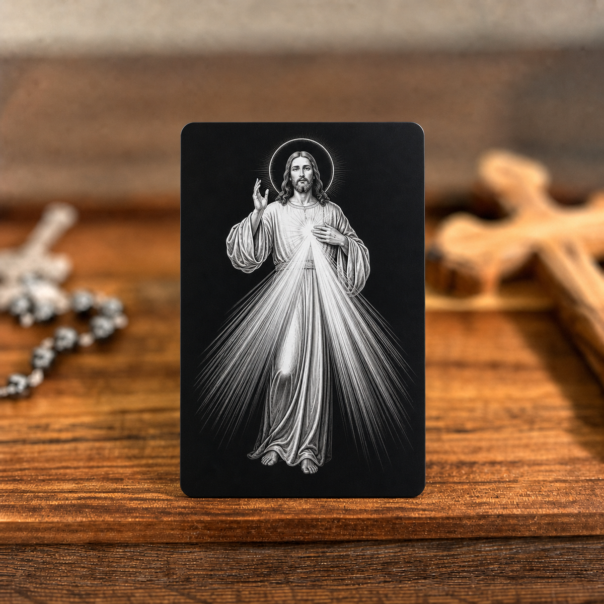 Divine Mercy Holy Card - PREMIUM METAL