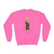 Cozy Cute Saint Padre Pio Kids Sweatshirt  Catholic Gift  Faith Apparel in 4 Colors