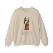 Warm Cute Saint Therese of Lisieux Adult Sweatshirt  Catholic Gift  Faith Apparel in 13 Colors