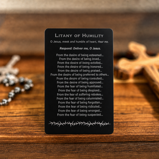 Litany of Humility Holy Card - PREMIUM METAL Sale