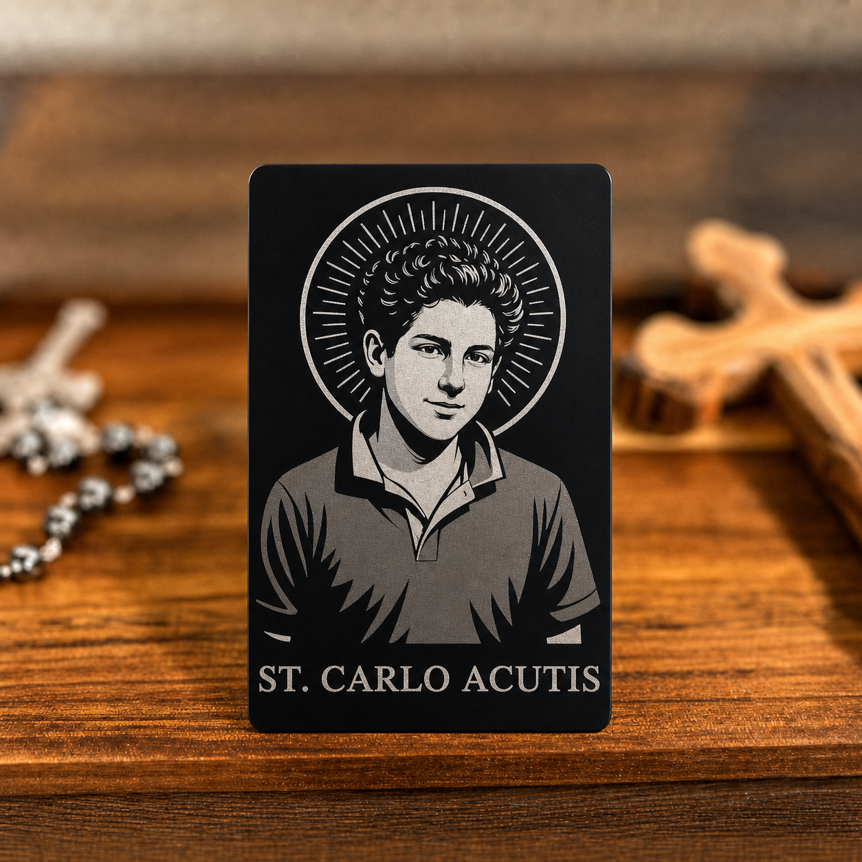 Premium Metal St. Carlo Acutis Holy Card