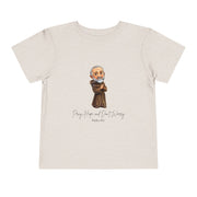 Padre Pio Toddler Shirt, Pray, Hope, and Don't Worry, Catholic Tee for Kids, Faith-Based Gift