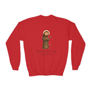 Cozy Cute Saint Francis of Assisi Kids Sweatshirt  Catholic Gift  Faith Apparel in 4 Colors