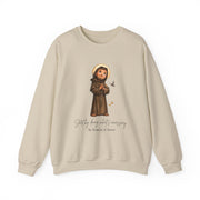 Cozy Cute Saint Francis of Assisi Adult Sweatshirt  Catholic Gift  Faith Apparel in 13 Colors