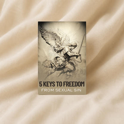 5 Keys to Freedom from Sexual Sin pamphlet on cream fabric