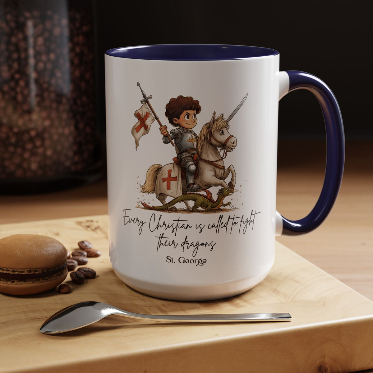St. George Dragon Knight Mug, Catholic Accent Coffee Mug, 11 oz & 15 oz