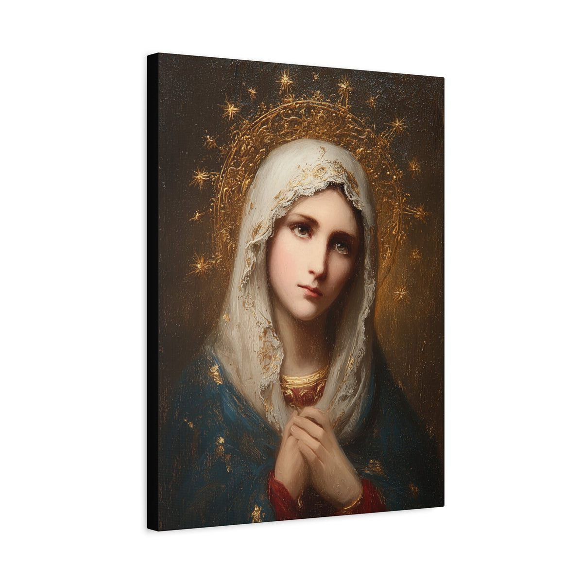 Blessed Virgin Mary Crowned  Canvas Print Religious Beautiful Mother of God Home Decor Wall Art Matte Canvas