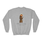 Cozy Cute Saint Francis of Assisi Kids Sweatshirt  Catholic Gift  Faith Apparel in 4 Colors