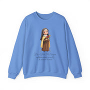 Warm Cute Saint Therese of Lisieux Adult Sweatshirt  Catholic Gift  Faith Apparel in 13 Colors