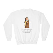 Warm Cute Saint Therese of Lisieux Kids Sweatshirt  Catholic Gift  Faith Apparel in 4 Colors