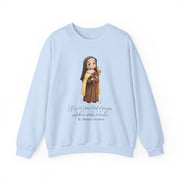 Warm Cute Saint Therese of Lisieux Adult Sweatshirt  Catholic Gift  Faith Apparel in 13 Colors