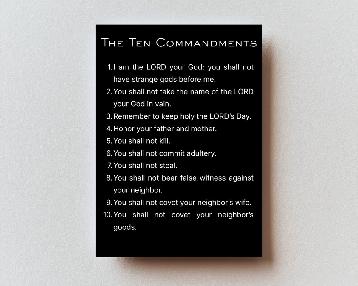 CLASSIC VERSION The Ten Commandments — Premium Metal Holy Card