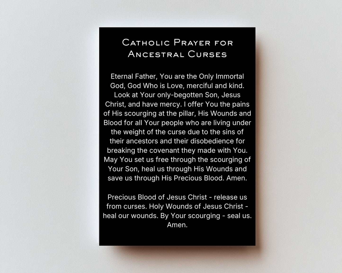 CLASSIC VERSION Catholic Prayer for Ancestral Curses- PREMIUM METAL