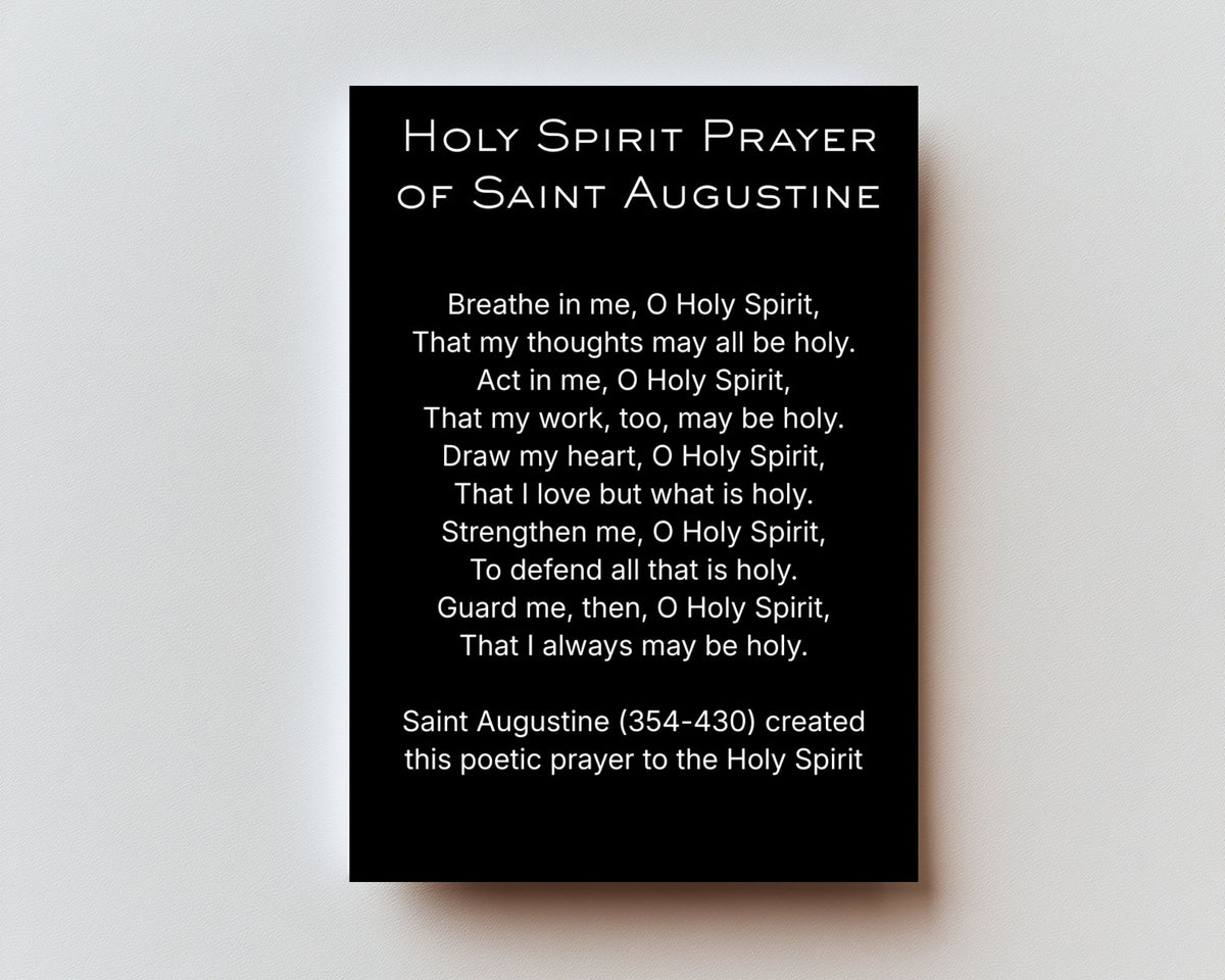 CLASSIC VERSION Holy Spirit Prayer of Saint Augustine — Premium Metal Holy Card