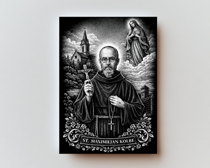 CLASSIC VERSION Prayer to Maximilian Kolbe for the Grace to be Freed from Addiction- PREMIUM METAL