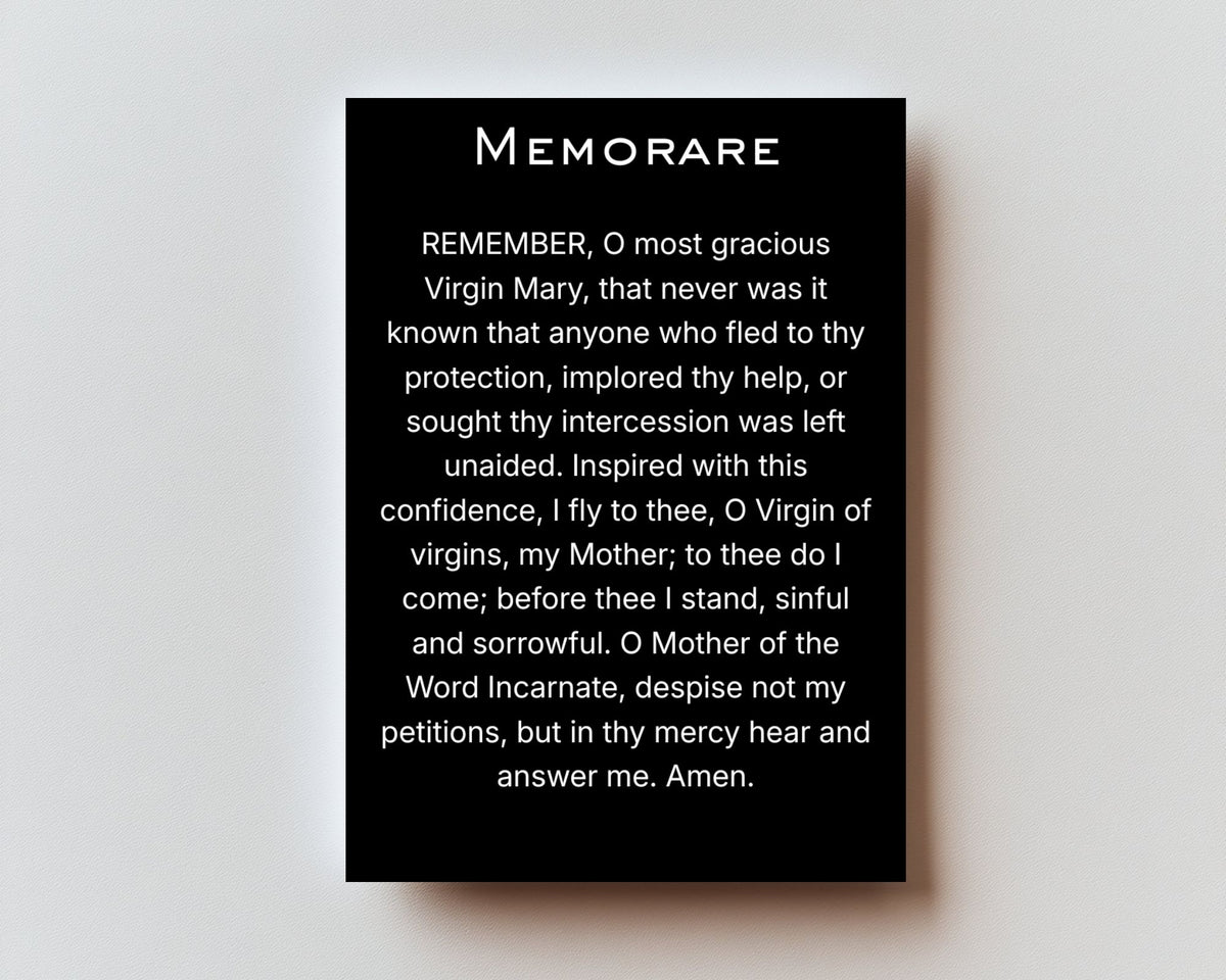 CLASSIC VERSION Memorare — Premium Metal Holy Card