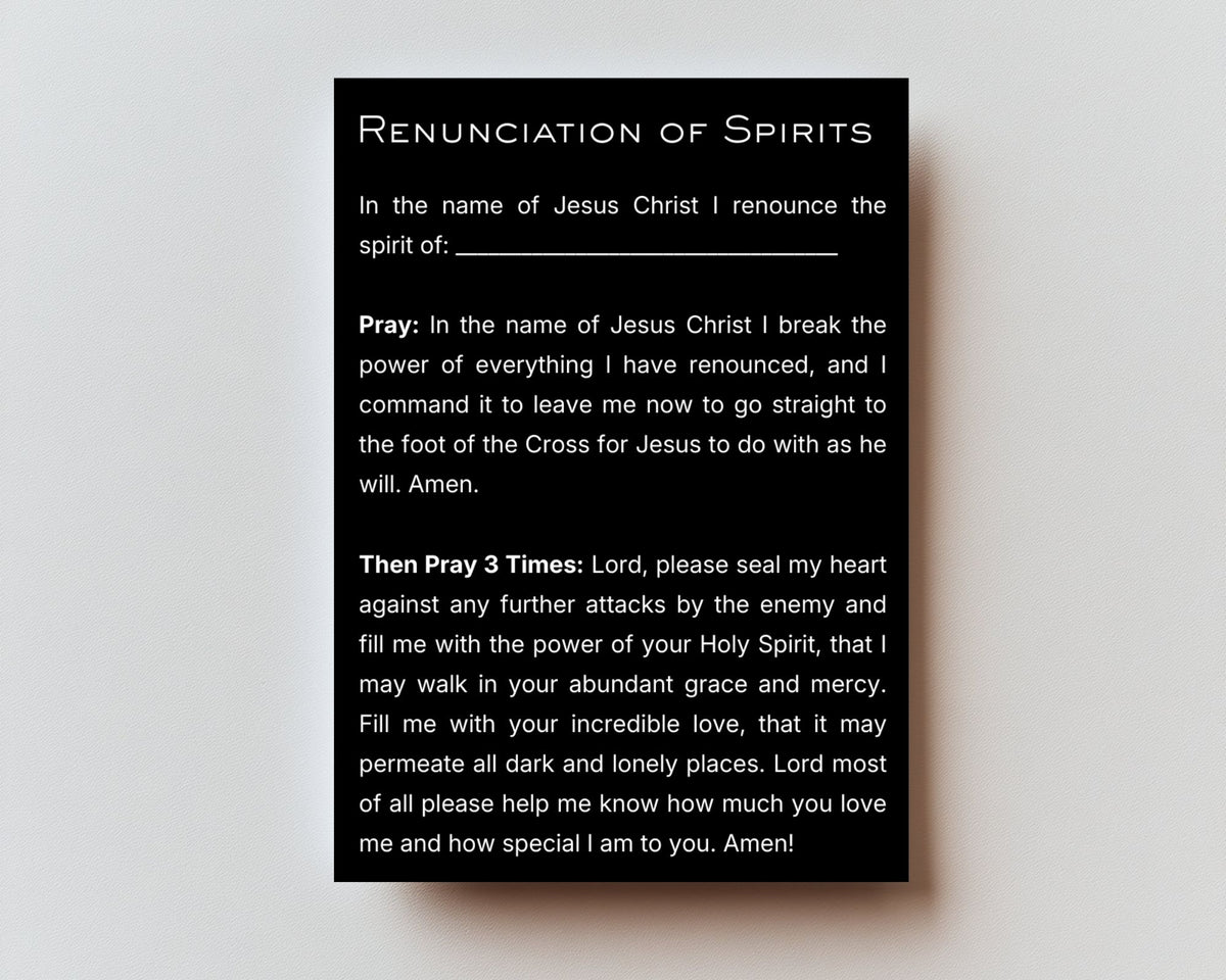 CLASSIC VERSION Renunciation of Spirits — Premium Metal Holy Card
