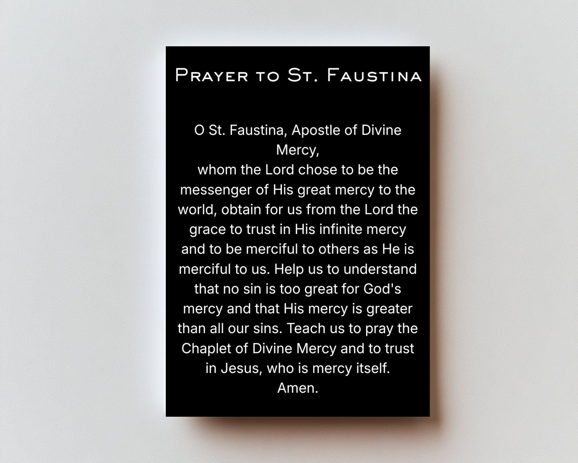 CLASSIC VERSION Prayer to St Faustina — Premium Metal Holy Card