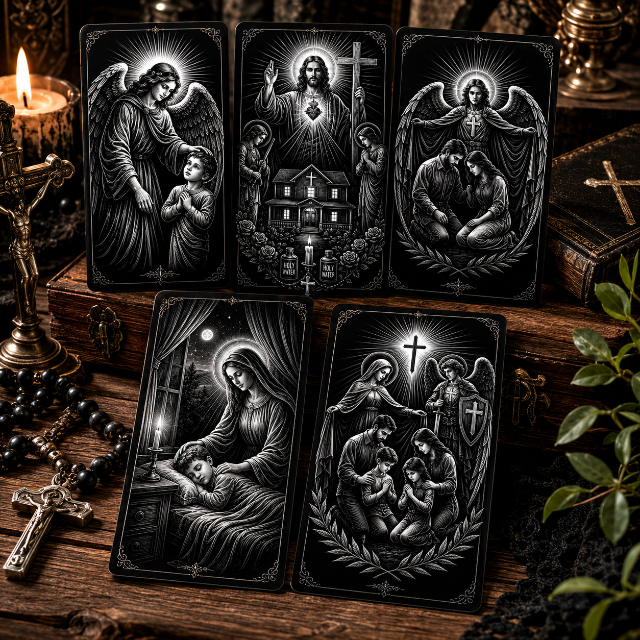 5 Metal Card Catholic Family Prayer Bundle and FREE GIFT