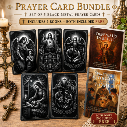 5 Metal Card Catholic Family Prayer Bundle and FREE GIFT