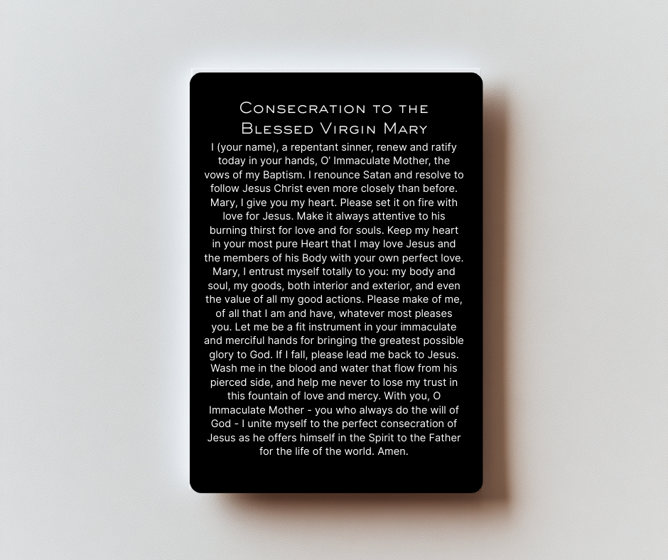 Consecration to the Blessed Virgin Mary Holy Card - PREMIUM METAL