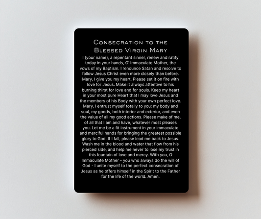 Consecration to the Blessed Virgin Mary Holy Card - PREMIUM METAL