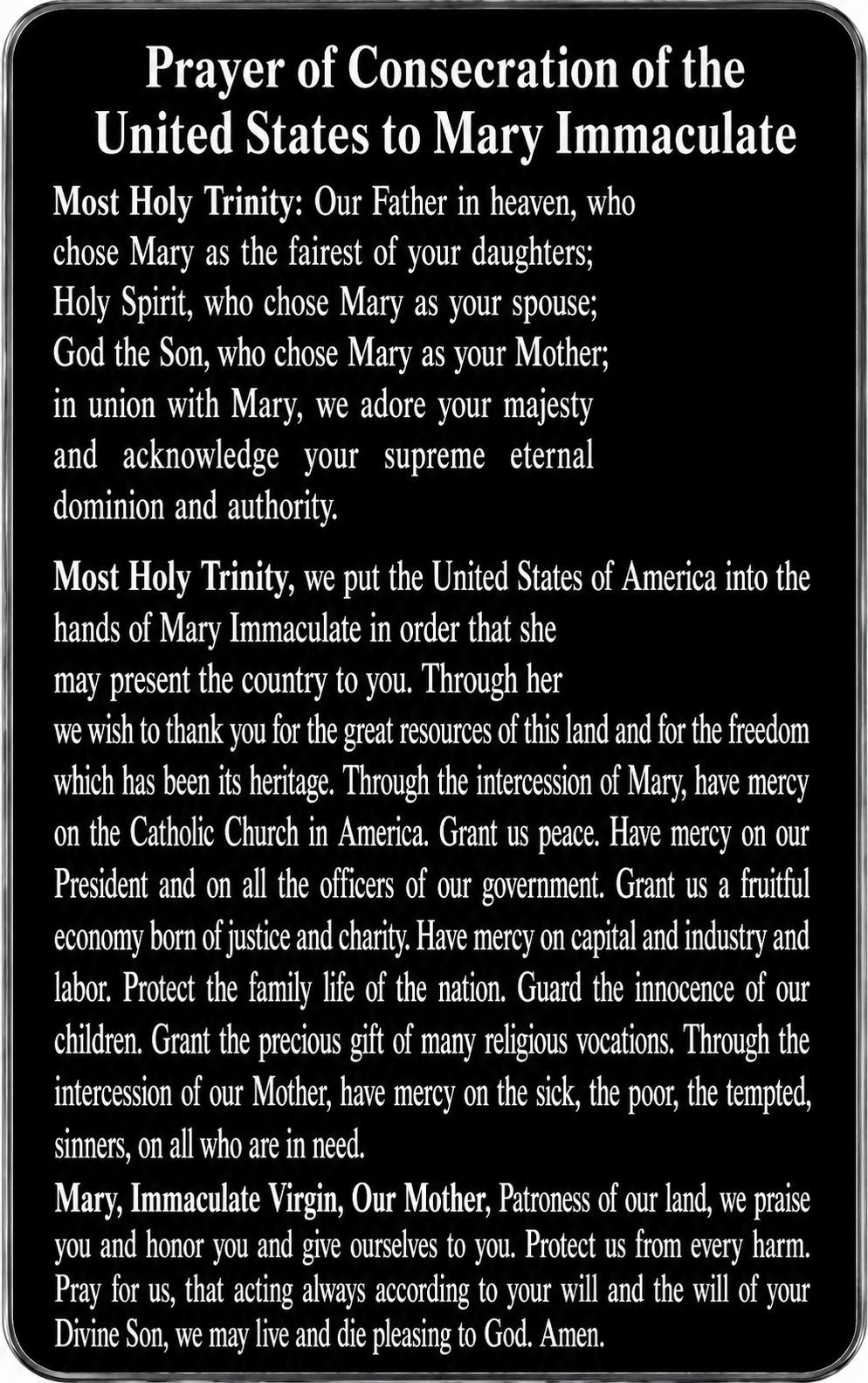 250th Anniversary Consecration Cards – PREMIUM METAL