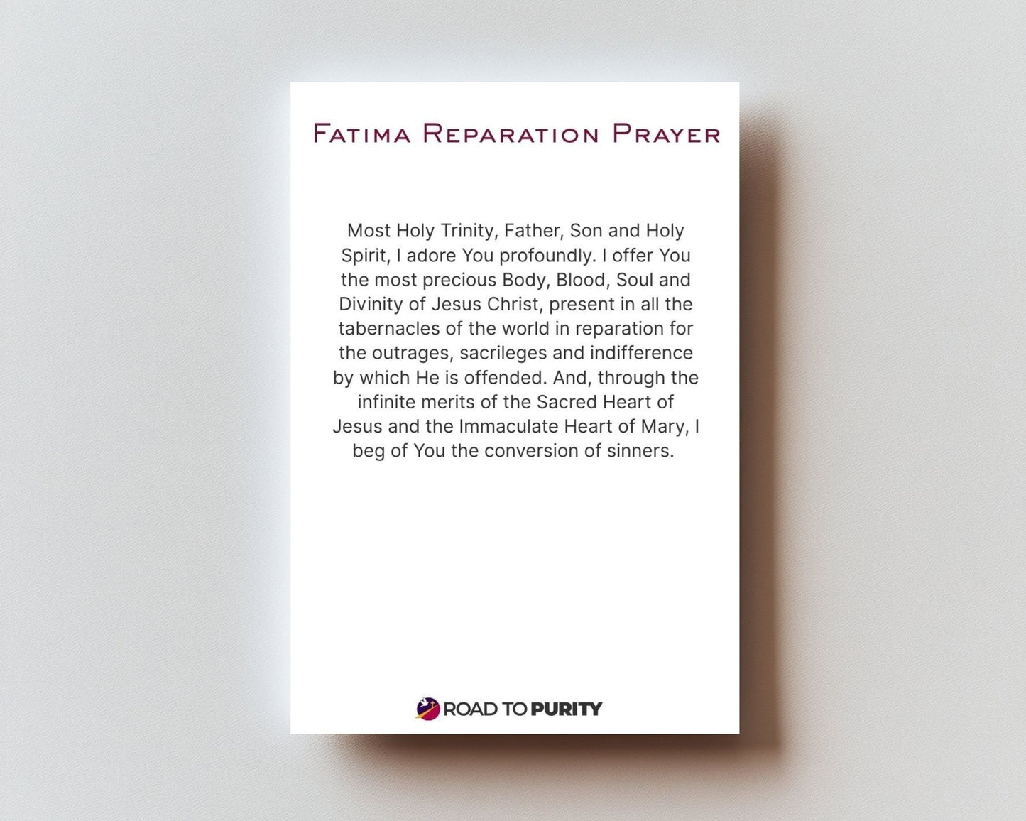 Fatima Reparation Prayer - Holy Card original image 2