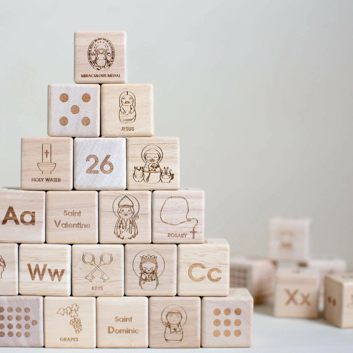 Catholic Wooden Alphabet Blocks Set