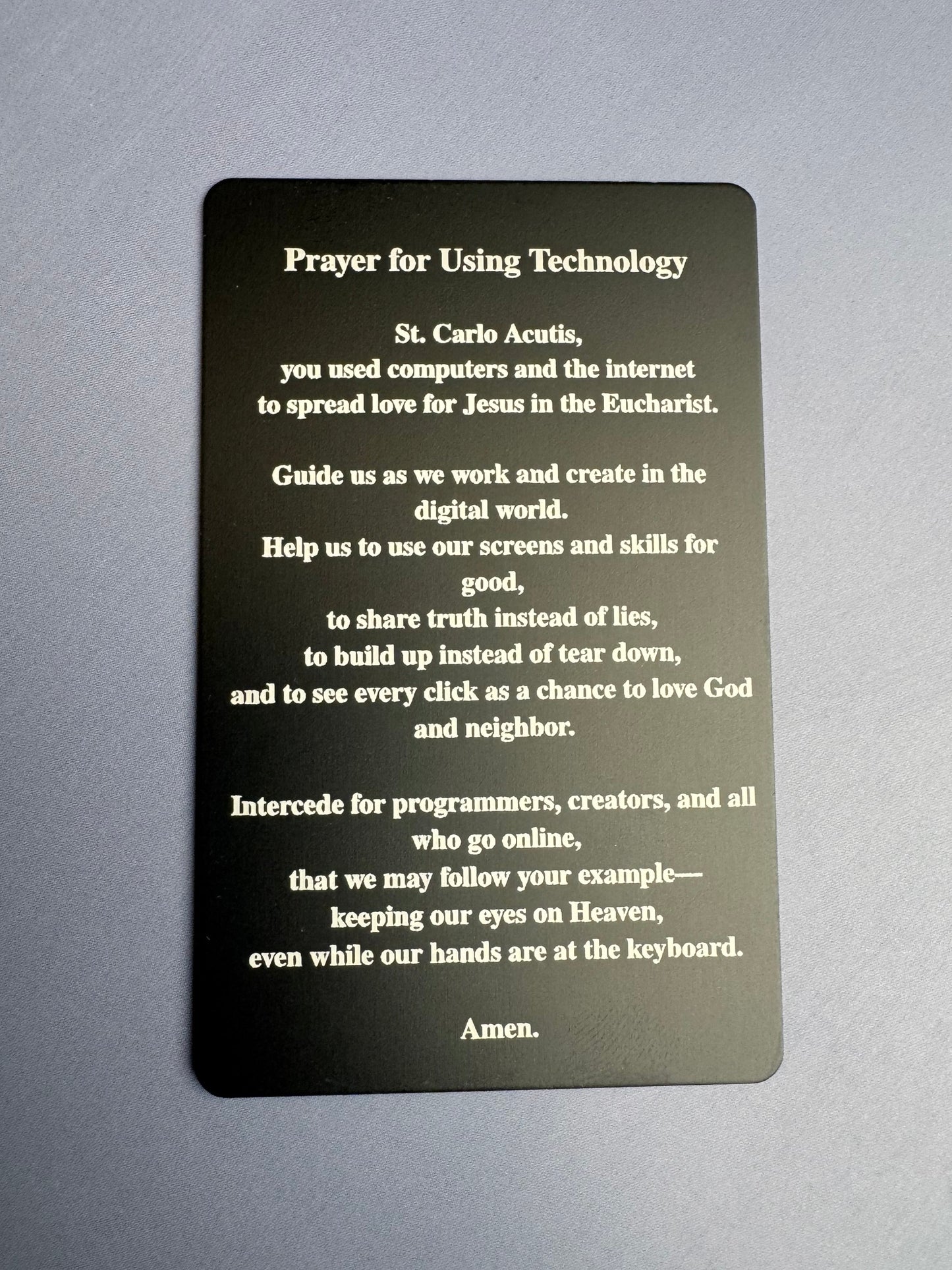 Premium Metal St. Carlo Acutis Holy Card
