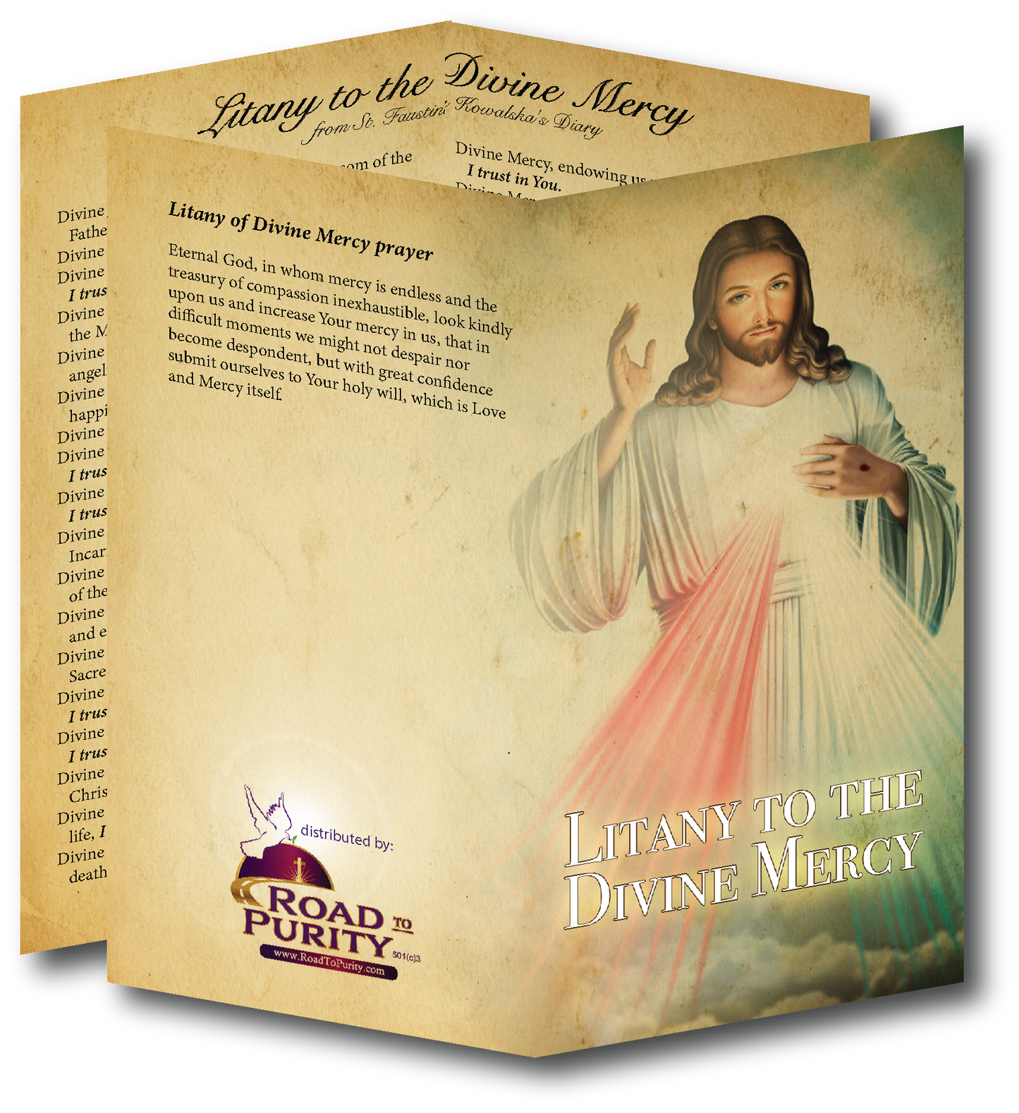 Litany to the Divine Mercy  - Prayer Card / 3" x 6" folded