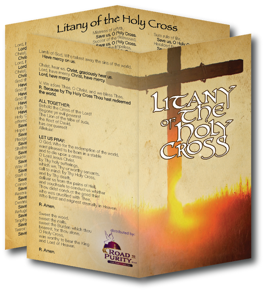 NEW! Litany of the Holy Cross  - Prayer Card / 3" x 6" folded (c)