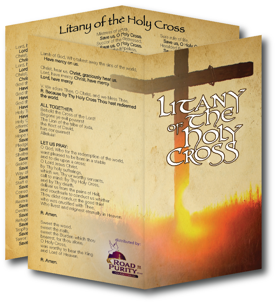 NEW! Litany of the Holy Cross  - Prayer Card / 3" x 6" folded (c)