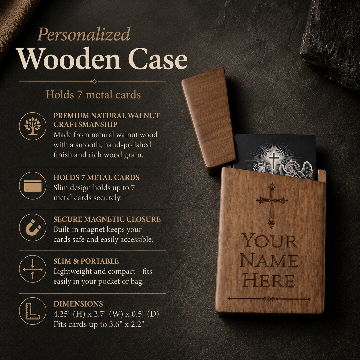 Personalized Wooden Metal Holy Card/ Business Card Case
