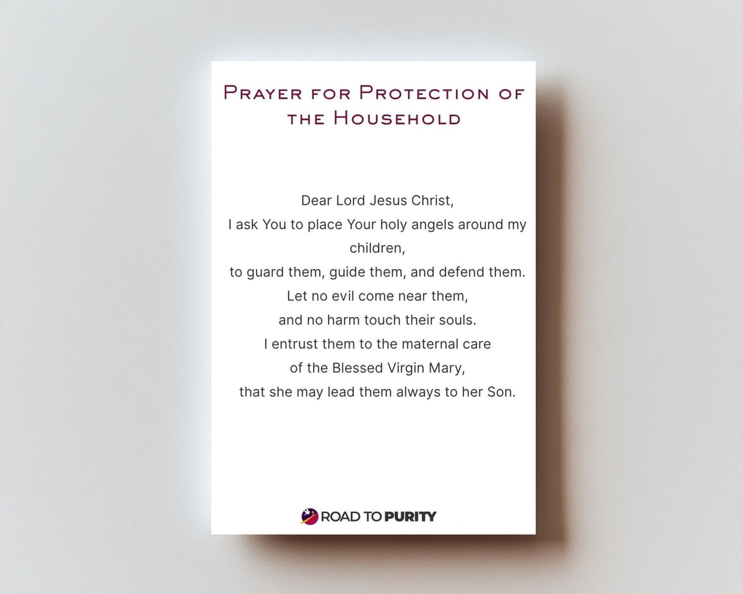 Prayer for Protection of the Household - Holy Card