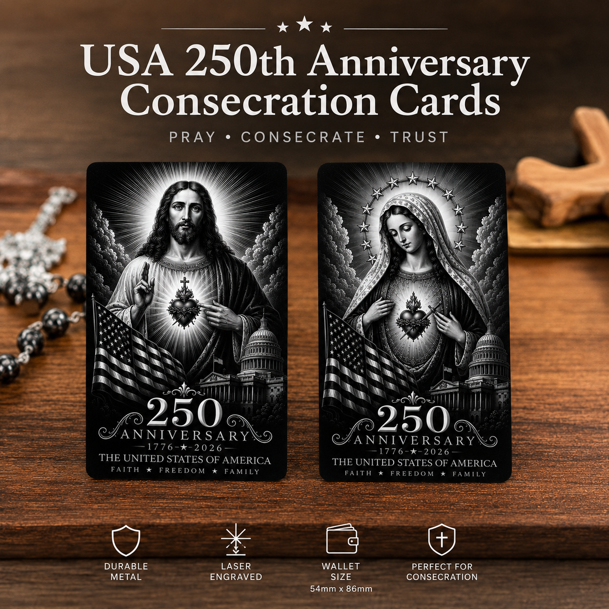 250th Anniversary Consecration Cards (2 card set) – PREMIUM METAL