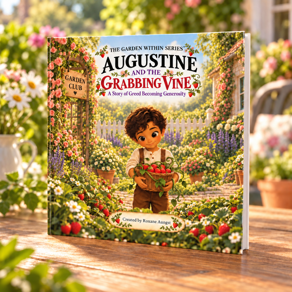 Augustine and the Grabbing Vine square softcover book by Roxane Aungst