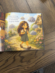 Interior page from Avery and the Storm of Worries showing a child facing anxious thoughts