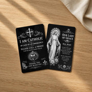 Catholic emergency call a priest wallet prayer card with Hail Mary reverse