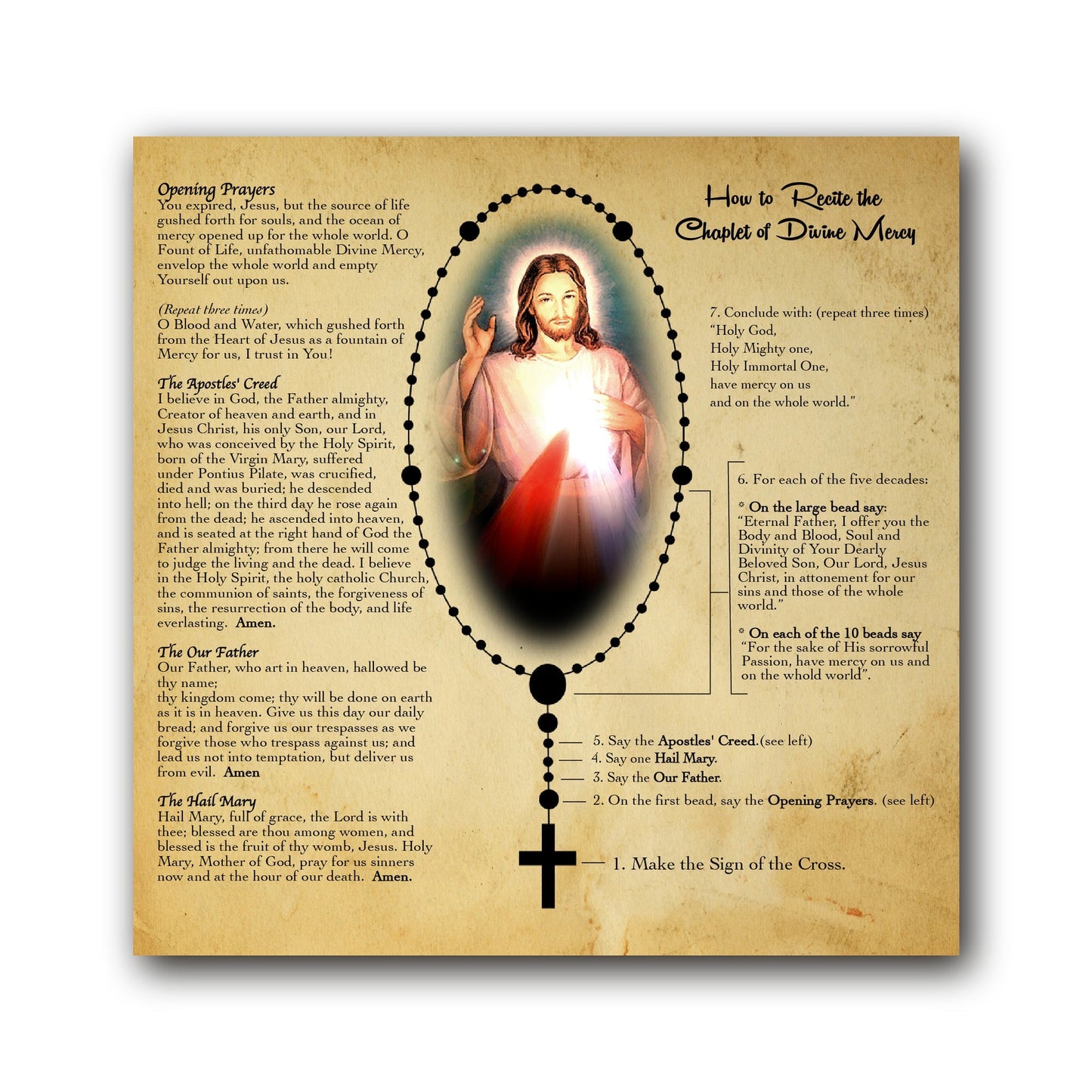 Chaplet of Divine Mercy - Prayer Card / 3x 6" folded — inside