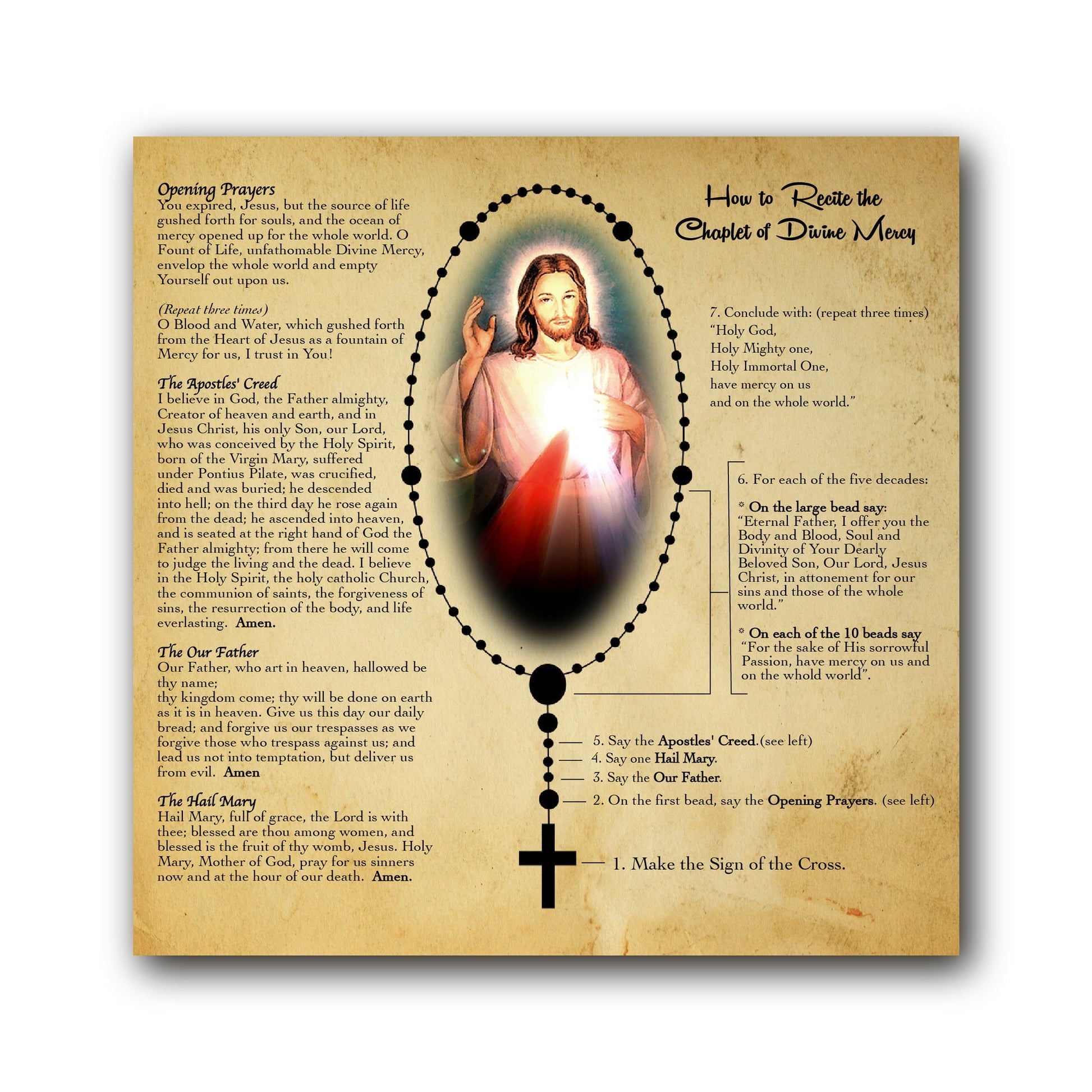 Chaplet of Divine Mercy - Prayer Card / 3x 6" folded — inside
