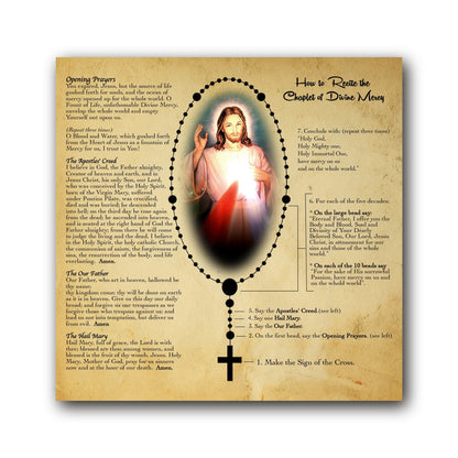 Chaplet of Divine Mercy - Prayer Card / 3x 6" folded — inside